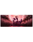 32x12 inches anime girl mouse pad with gothic heroines on a coffin, roses and falling petals.