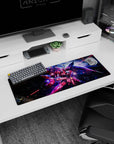 32x12 inches Gundam SEED mouse pad featuring Infinite Justice Gundam slashing through starry debris and sparks.