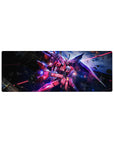 32x12 inches anime mouse pad with mecha in cosmic debris, neon blue highlights and cockpit-style sci‑fi art.
