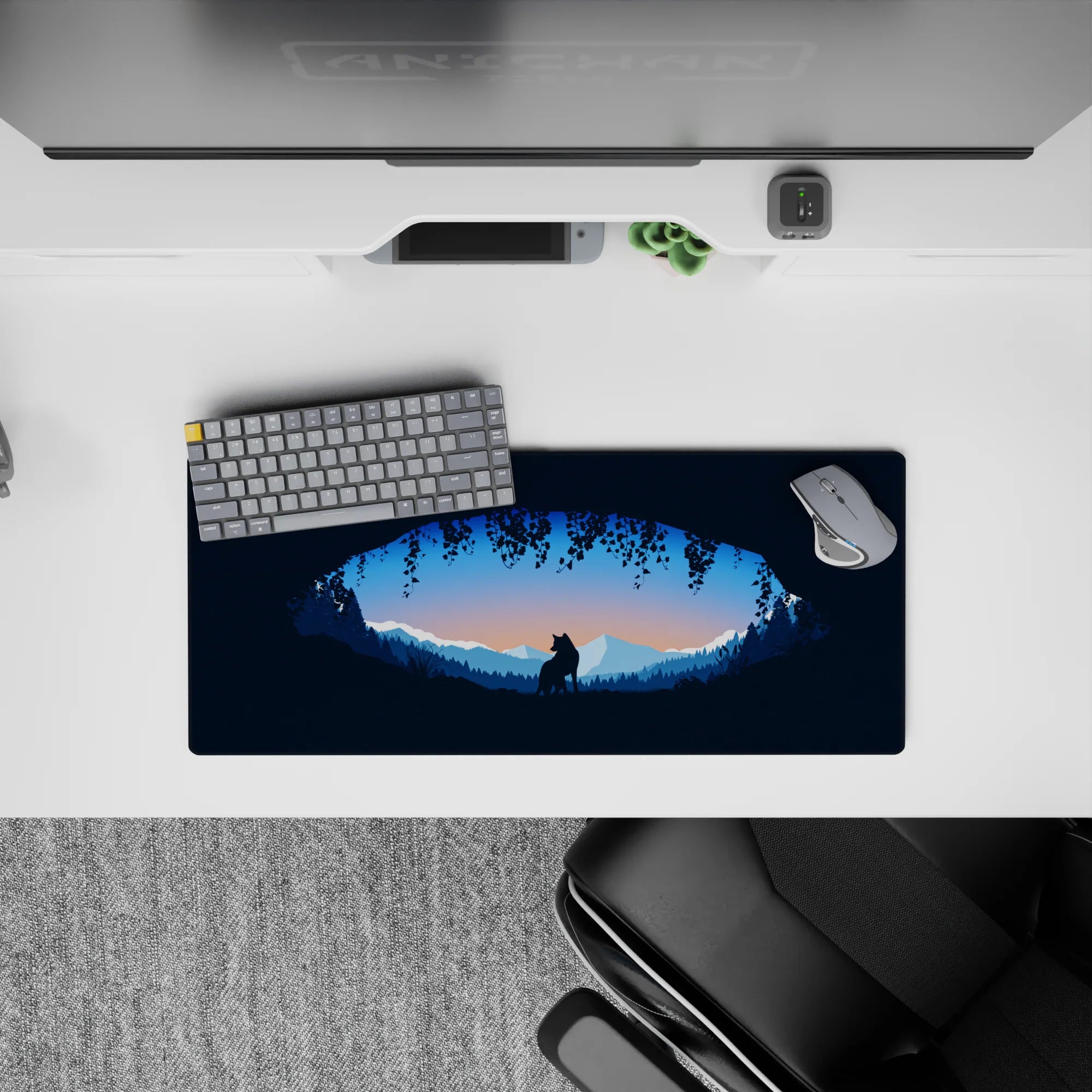 Vector Landscapes Deskmat | Mousepad | Deskpad - Wolf Horizon