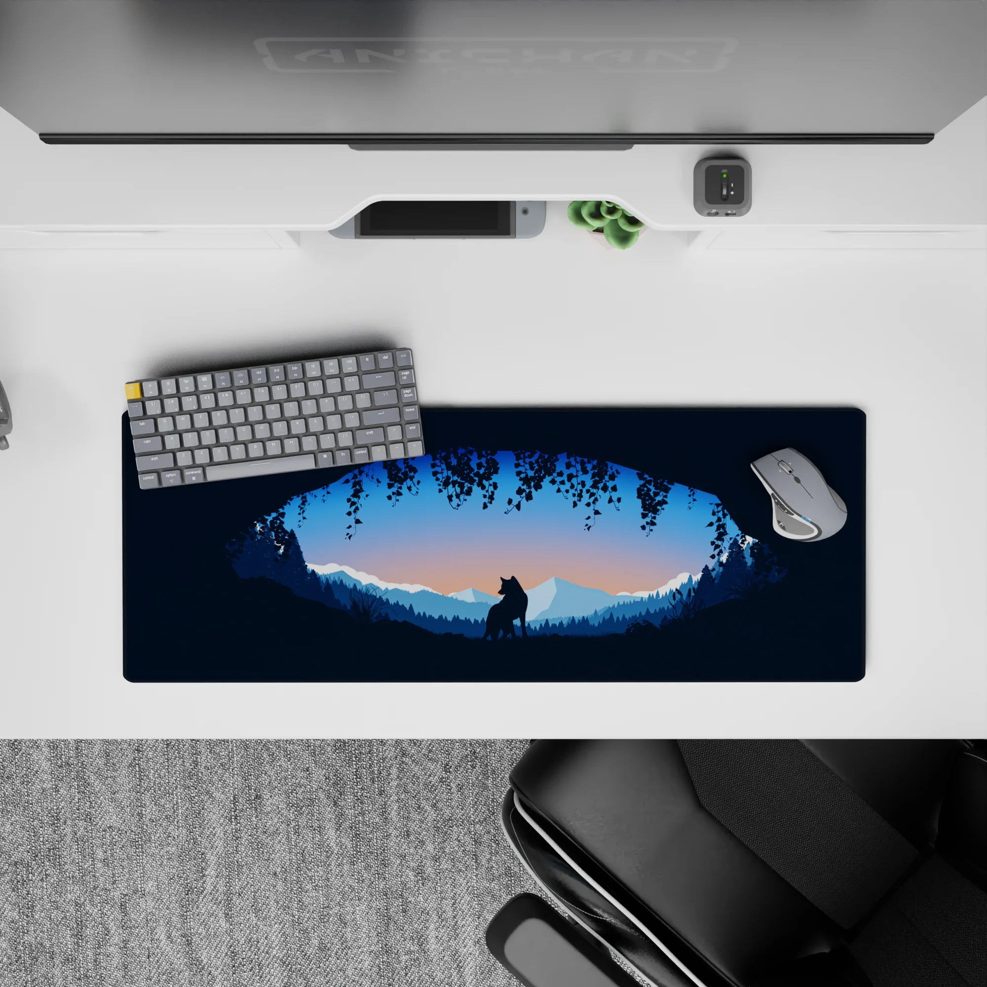 Vector Landscapes Deskmat | Mousepad | Deskpad - Wolf Horizon