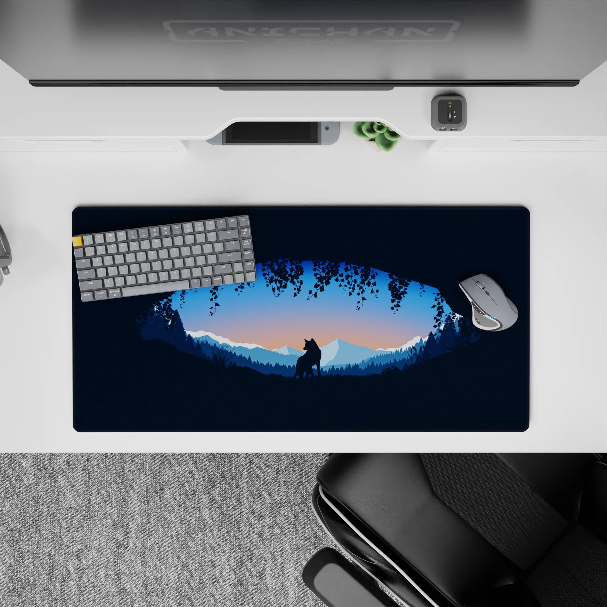 Vector Landscapes Deskmat | Mousepad | Deskpad - Wolf Horizon