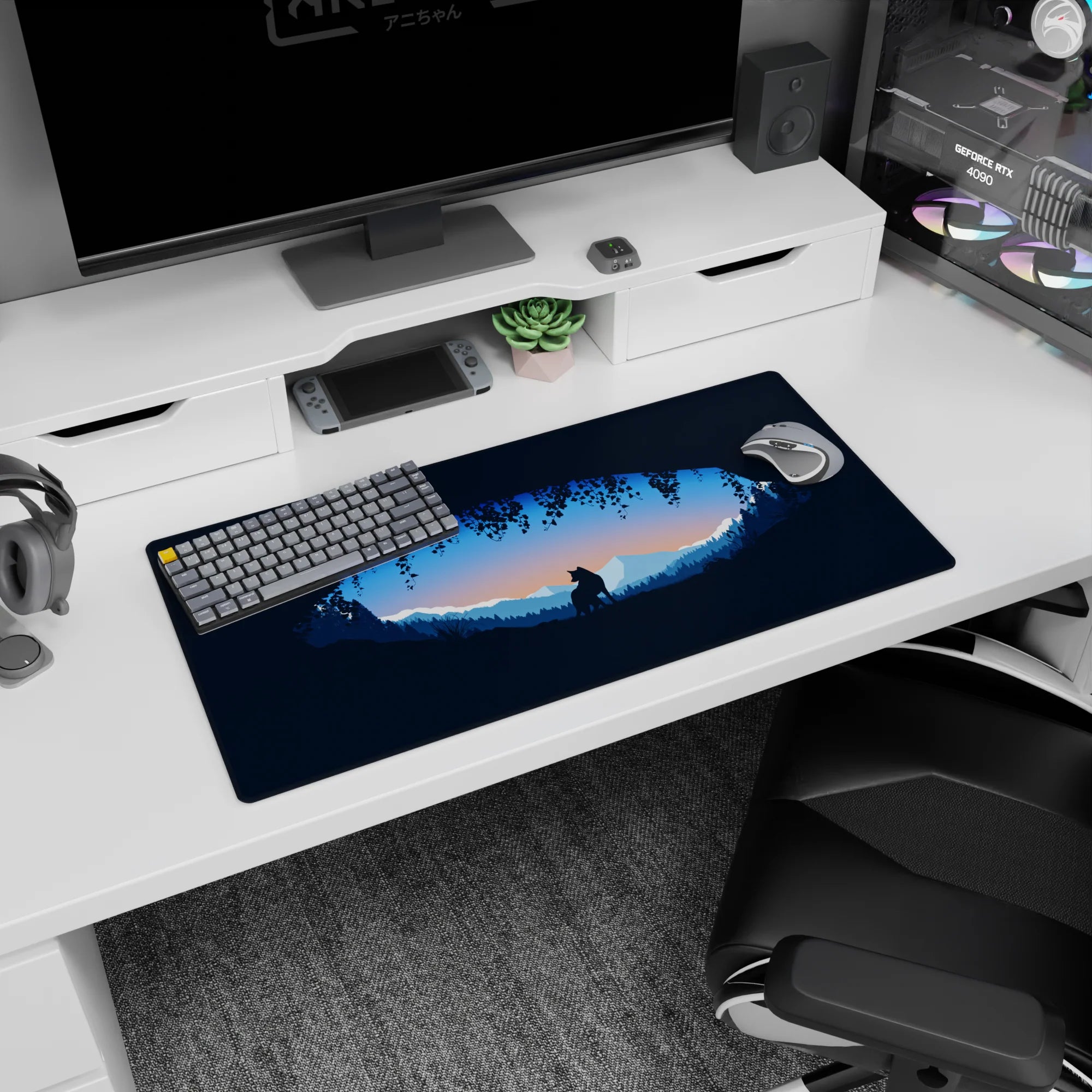 Vector Landscapes Deskmat | Mousepad | Deskpad - Wolf Horizon