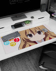 36x16 inches Toradora Taiga Aisaka mouse pad, judging pout with big sparkly eyes in a red uniform.