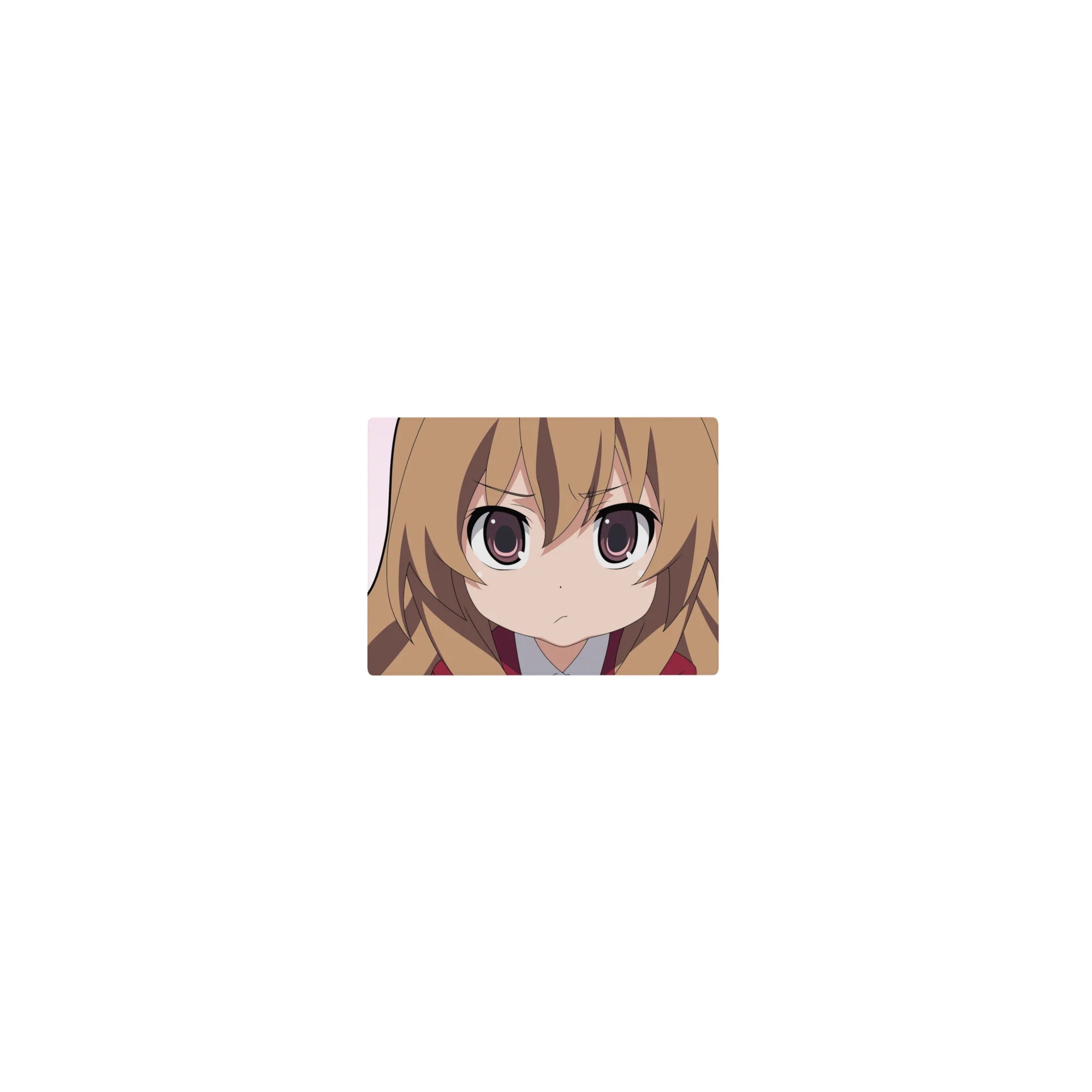 Classic anime girl mouse pad 14x10 inches with Taiga Aisaka on pink background and candy circle icons.