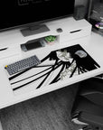 Anime girl mouse pad featuring long ink-black hair and clean negative space, 32x16 inches.