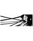 Minimalist black and white anime girl desk mouse pad, 32x12 inches, modern negative space design.