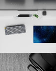 Cosmic 14x10 inches mouse pad in navy-to-black gradients with crisp white sparkles for a calm night mood.