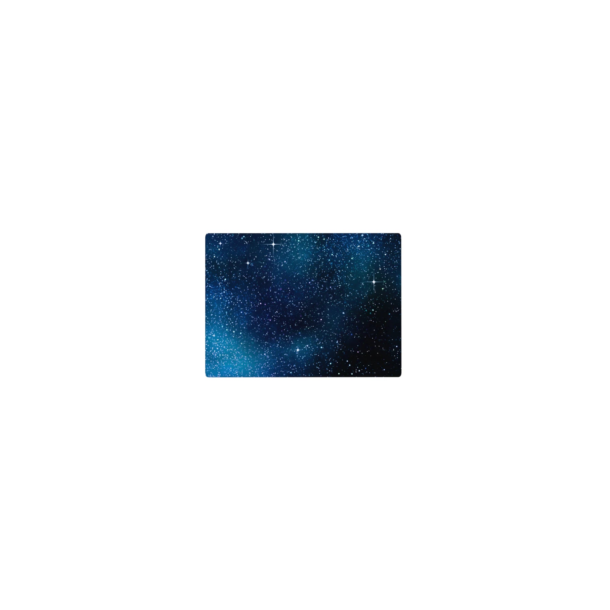 Classic 14x10 inches mouse pad with a midnight galaxy design, white stars, nebula mist, and starbursts.