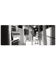 32x12 inches anime girl mouse pad with manga-style shy girl in hallway, holding a laundry basket.