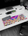 Honoka Kousaka with Kotori and Umi anime girl mouse pad 32x12 inches, feathers drifting over μ's.