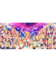 Love Live μ's group anime girl desk pad, crisp print with sparkly outfits, 36x16 inches.