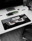 32x16 inches anime mouse pad showing Kakashi Hatake staring ahead, Sharingan eye glowing, scuffed headband.