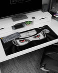 Kakashi Hatake close-up desk pad 36x16 inches, one Sharingan eye glowing and watching.