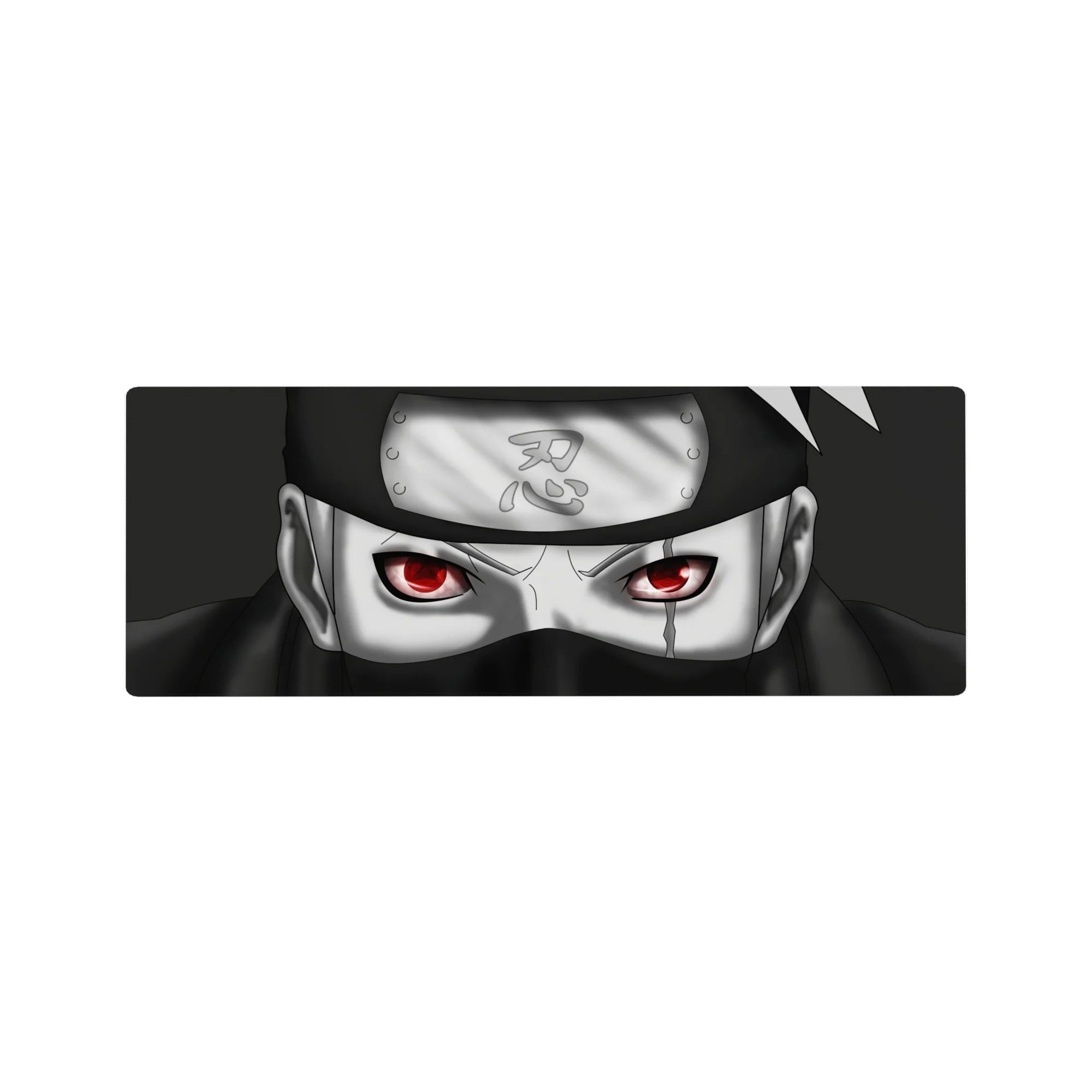 32x12 inches anime mouse pad featuring a ninja portrait design with Leaf headband and crisp scuff details.