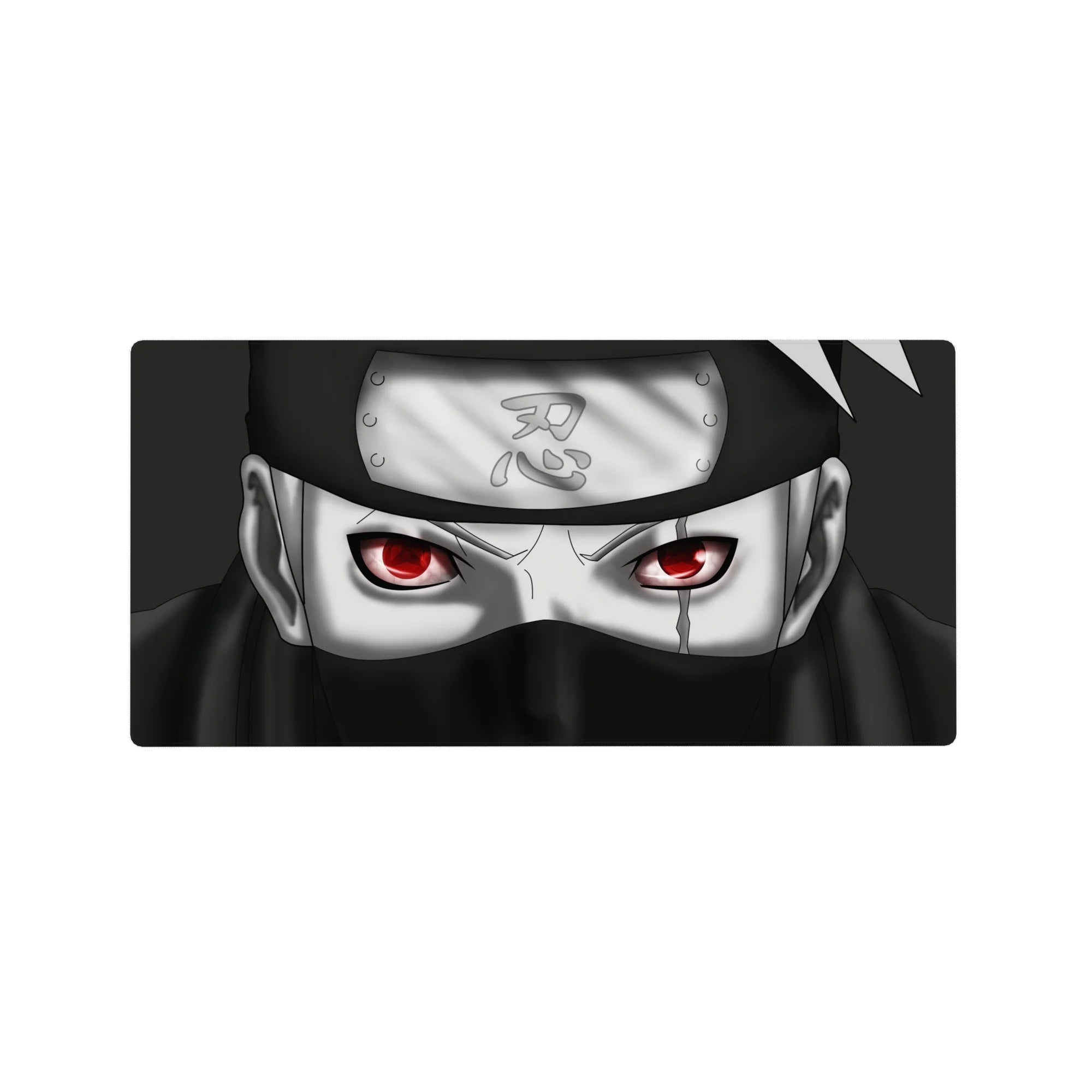 32x16 inches anime mouse pad with Kakashi Hatake portrait, Leaf headband details, sleek ninja style.