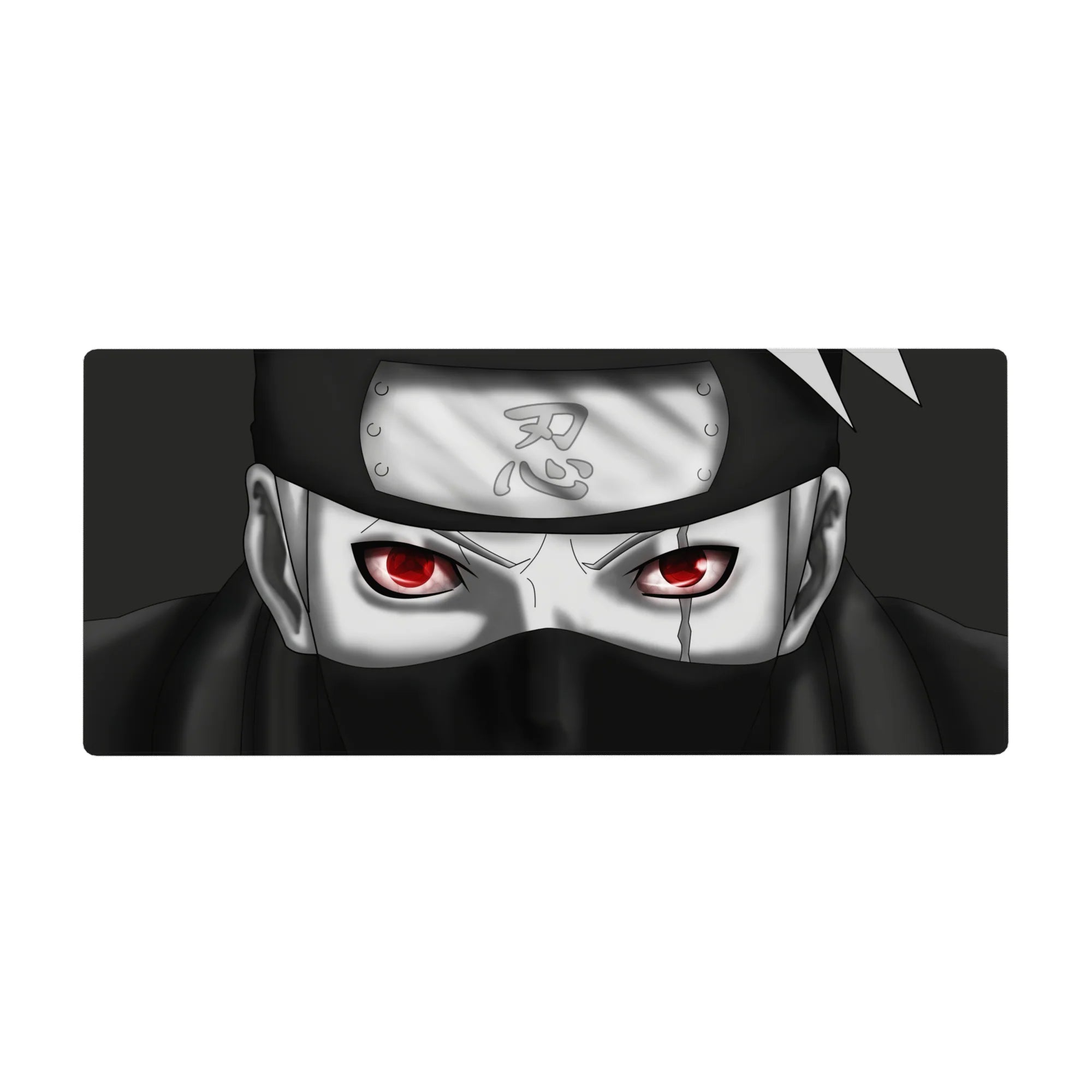 Naruto Kakashi anime desk pad 36x16 inches with Leaf headband detail and crisp scuffs.