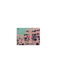 Classic anime mouse pad 14x10 inches with street-scene print of busking girls under candy-pink shop signs.