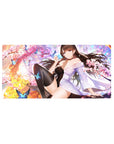 32x16 inches anime girl mouse pad with kimono beauty, cherry blossoms, and blue butterflies design.