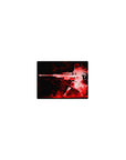 Classic anime girl sniper rifle silhouette mouse pad, 14x10 inches, bold red-on-black artwork.