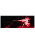 32x12 inches anime girl mouse pad with kneeling sniper and bold silhouette art on a black background.