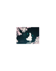 Classic anime mouse pad 14x10 inches with sakura petals, white silhouette, teal sky, and cyan flames.