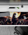 Demon Slayer anime desk pad 36x16 inches featuring Hashira under moonlight, with deep blues and molten gold contrasts.