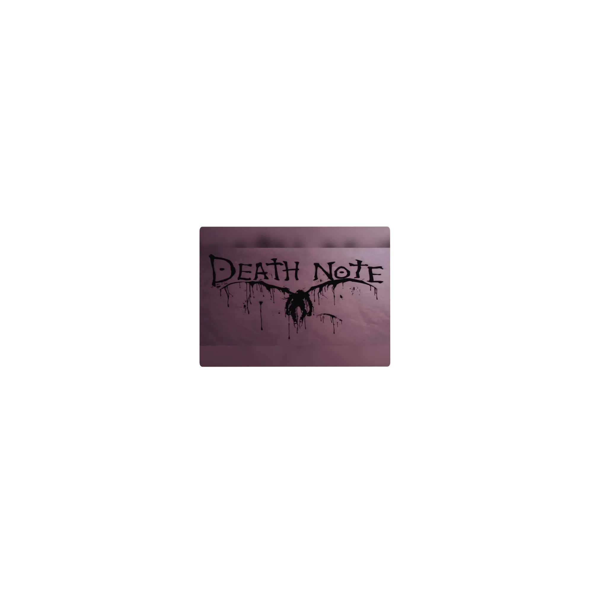 Death Note classic anime mouse pad 14x10 inches with jagged ink logo and winged figure over purple haze.