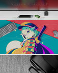 Cute teal and coral anime desk pad 40x20 inches with creamy moonlight tones and candy-confetti vibe.