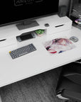 Anime shrine-maiden style girl gripping a katana amid drifting sakura petals on a 14x10 inches mouse pad.