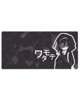 Oversized anime girl mouse pad 32x16 inches with Tomoko Kuroki, bold katakana and crisp white outlines.