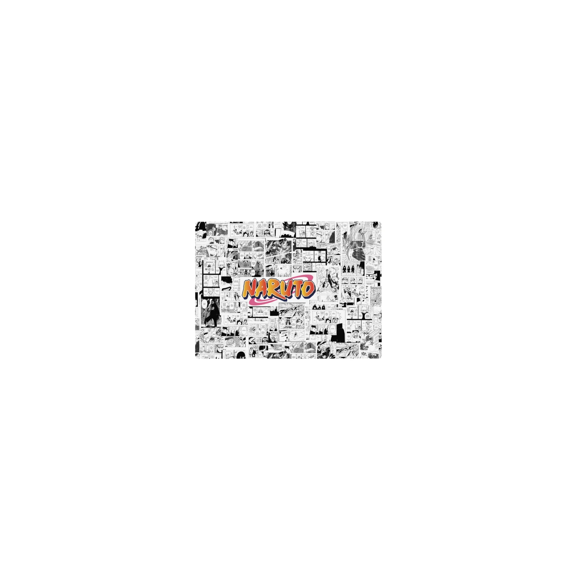 14x10 inches Naruto manga-collage anime mouse pad with crisp black-and-white panels and orange logo.