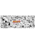 Naruto manga collage desk mouse pad, black-and-white panels with bold orange logo, 32x12 inches.