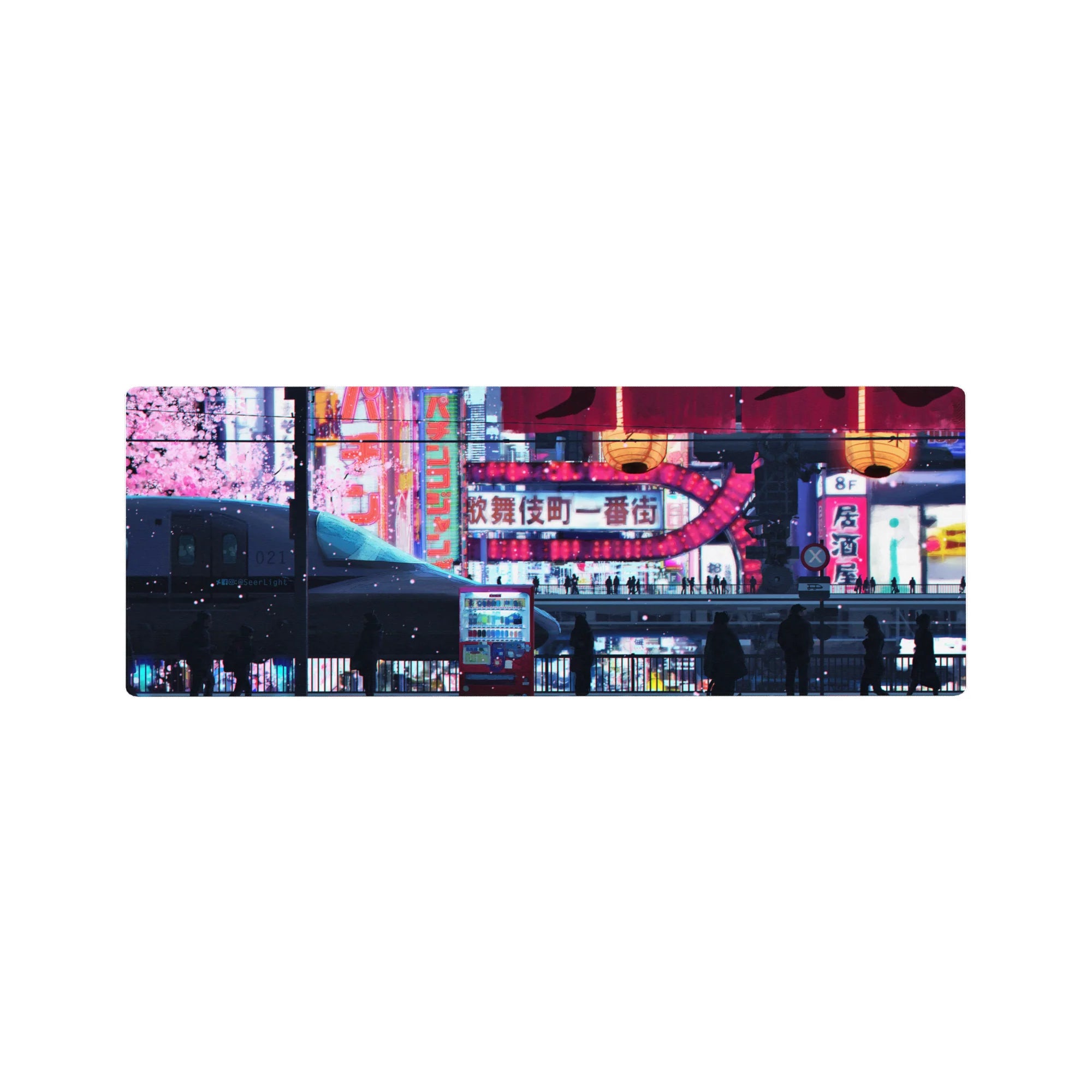 Zen-Japan Deskmat | Mousepad | Deskpad - Neon Sakura Nights - AniChan