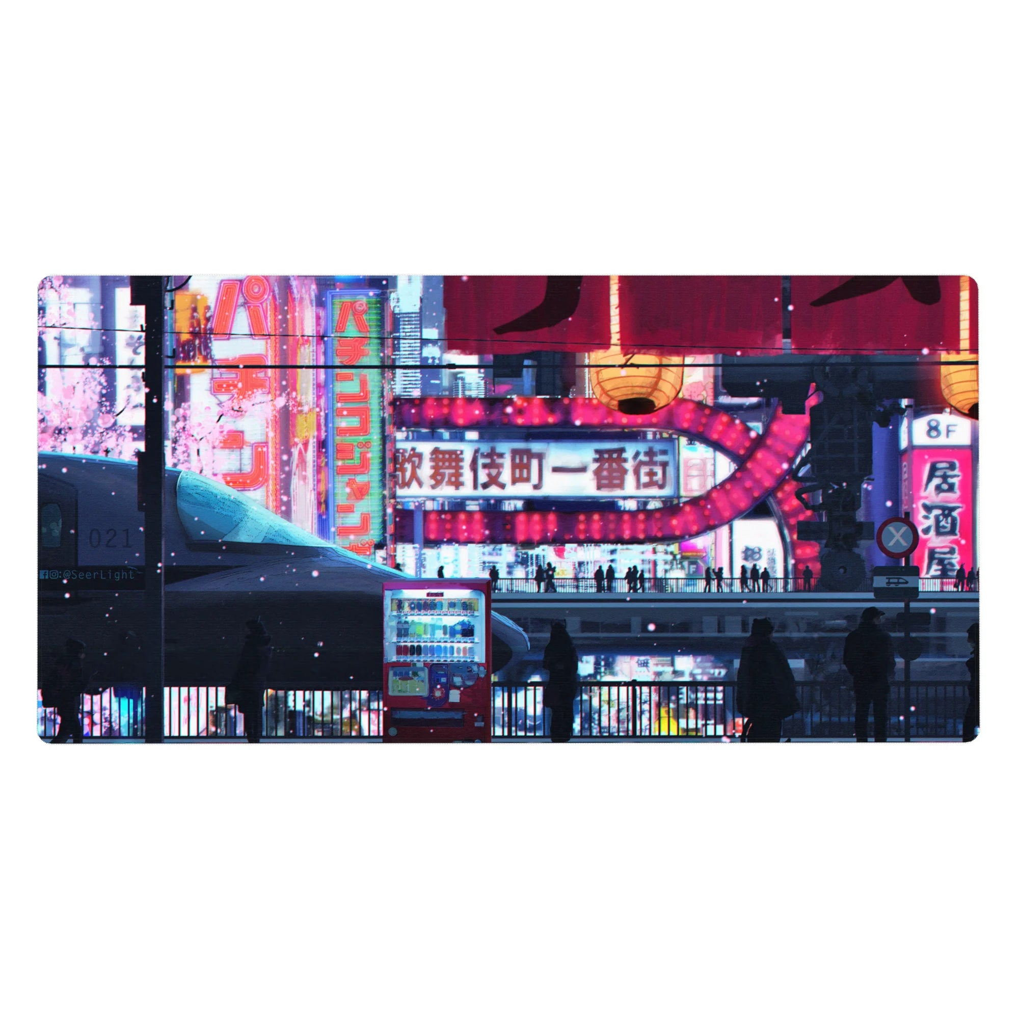 Zen-Japan Deskmat | Mousepad | Deskpad - Neon Sakura Nights - AniChan