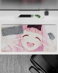 32x16 inches kawaii mouse pad in soft blush pinks and creamy highlights, sweet flirty desk vibe.