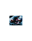 Classic anime mouse pad 14x10 inches with hooded dark-armored fighter, pink eye glow, and stormy energy.