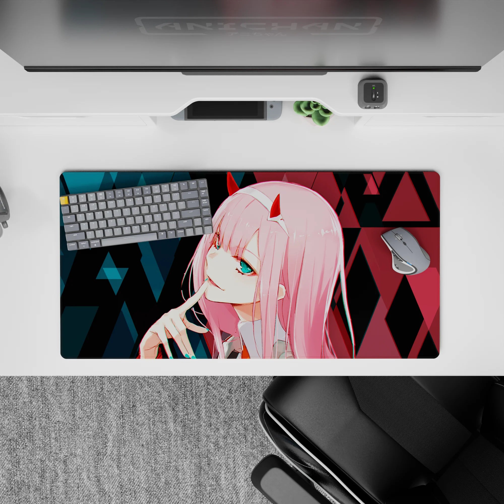 Darling In The Franxx - Anime Mouse Pad and Desk Pad - Zero Two Cyber Glitch - AniChan