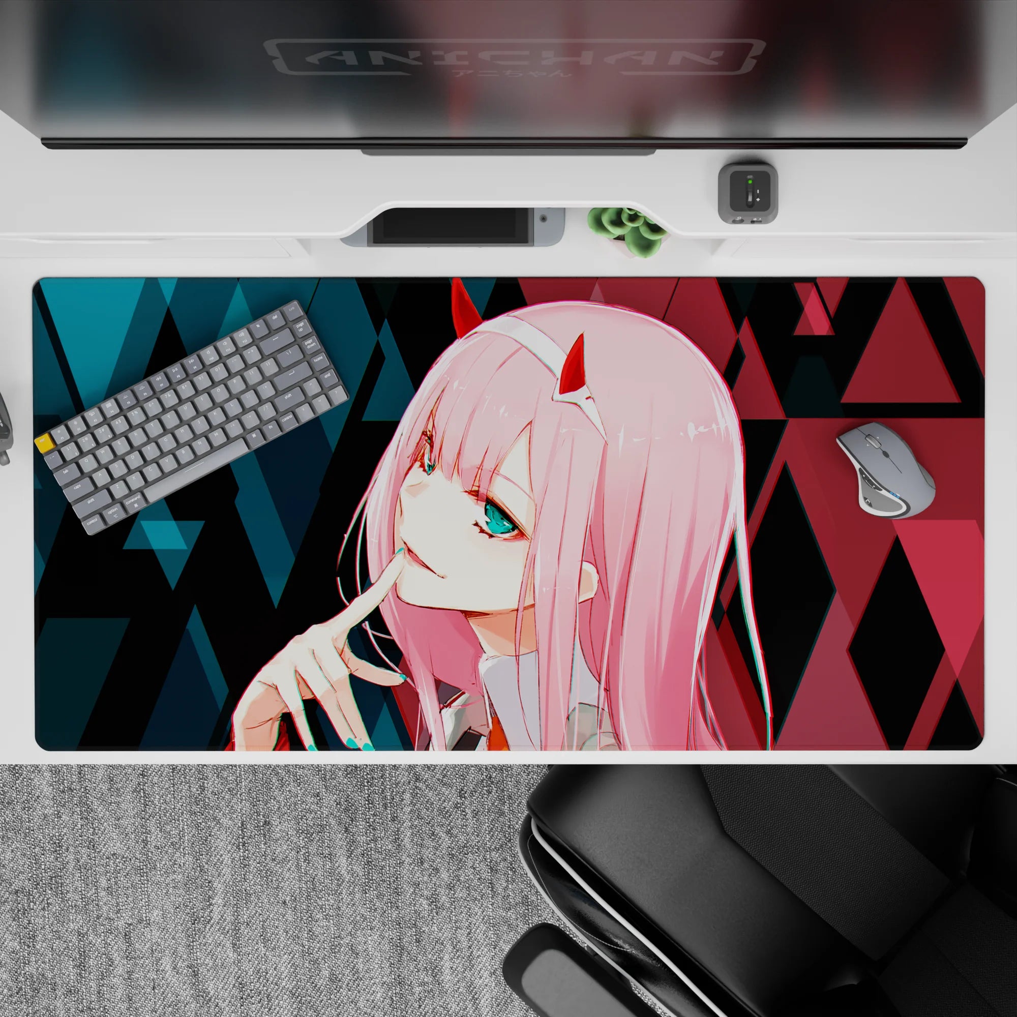 Darling In The Franxx - Anime Mouse Pad and Desk Pad - Zero Two Cyber Glitch - AniChan