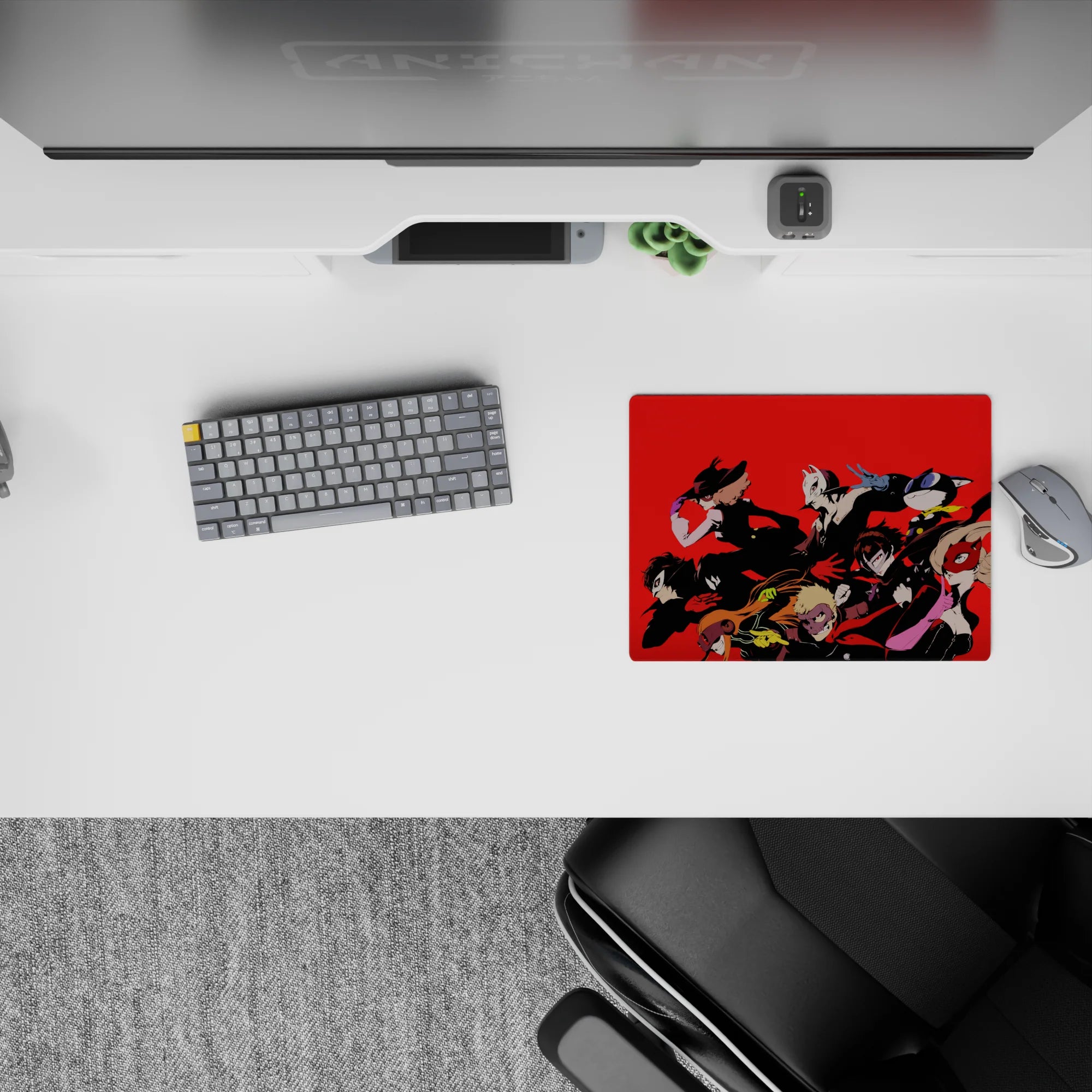 Persona 5 anime mouse pad 14x10 inches featuring Joker and Phantom Thieves in dynamic comic-book style with bold red backdrop.