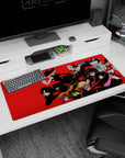 Anime desk pad 36x16 inches featuring Persona 5's Phantom Thieves, with Joker leading in comic-book style on a red backdrop.
