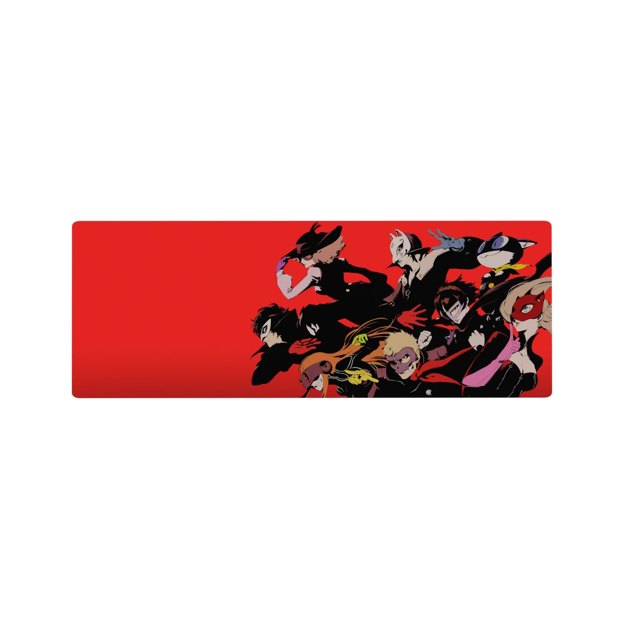 Persona 5 anime mouse pad 32x12 inches, featuring Phantom Thieves in action-packed comic style with Joker leading.