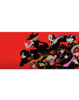 Persona 5 desk pad 36x16 inches with Joker and Phantom Thieves in comic style with bold outlines and red backdrop.