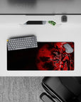 28x12 inches anime girl mouse pad in deep crimson tones with shattered black patterns and moody red glow.