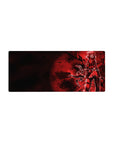 28x12 inches anime girl mouse pad with masked warrior, streetwear cap and scarf, and oversized blade art.