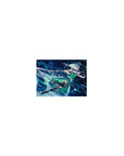Classic anime girl mouse pad 14x10 inches with moonlit sword magic and aqua energy trails.