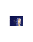 Classic anime girl mouse pad 14x10 inches with blonde girl in blue hoodie on midnight blue backdrop.