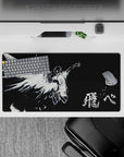 32x16 inches black-and-white anime mouse pad, dramatic and haunting, clean lines for late-night focus.