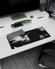 28x12 inches anime mouse pad showing a winged angel mid-flight, arms wide, hair whipping, sporty jersey.