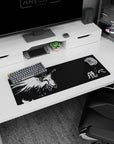 32x12 inches anime mouse pad showing a sporty angel mid-leap, hair whipping, wings spread, bold kanji.